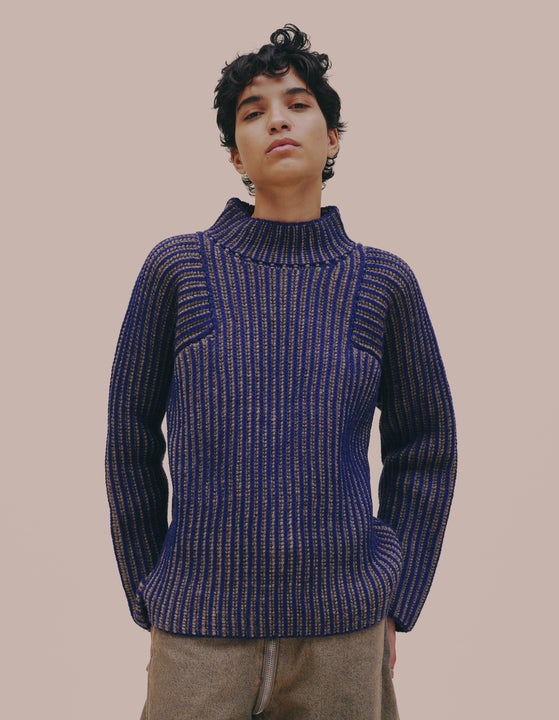 Eckhaus Latta chunky knit sweater in dusk. 