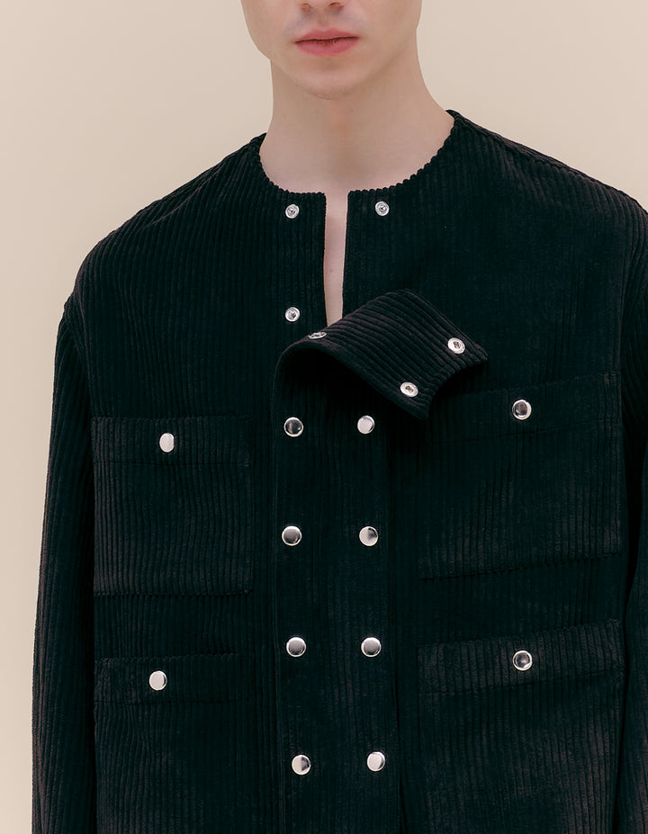 CORD SNAP JACKET IN SOOT