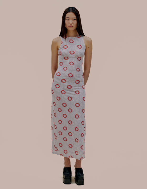 Eckhaus Latta fitted maxi dress.