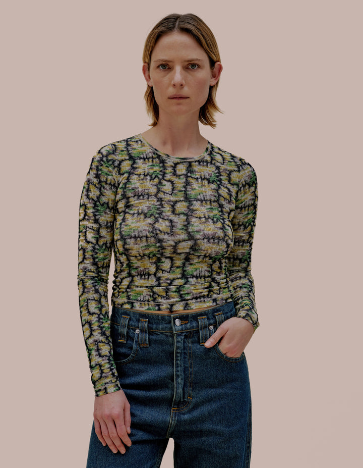 Eckhaus Latta patterned long sleeve top.