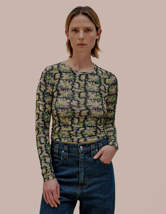 Eckhaus Latta patterned long sleeve top.