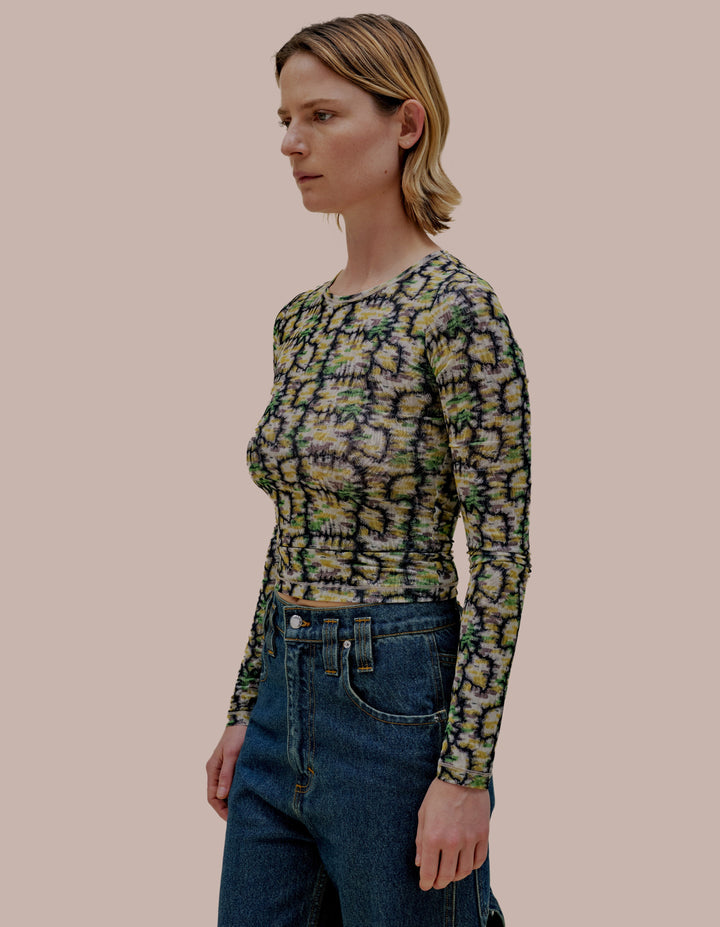 Eckhaus Latta patterned long sleeve top.