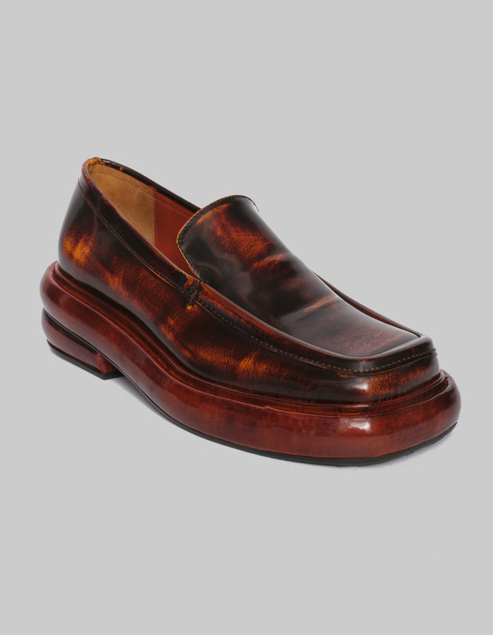 STACKED LOAFER IN BRICK ABRASIVATO