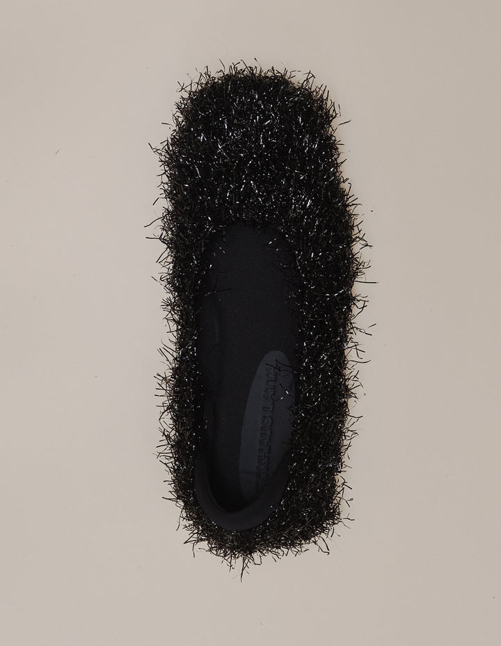 BALLET FLAT IN BLACK TINSEL