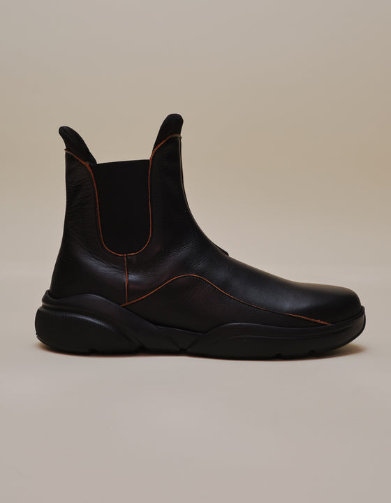 SNEAKER BOOT IN BLACK BROWN LEATHER