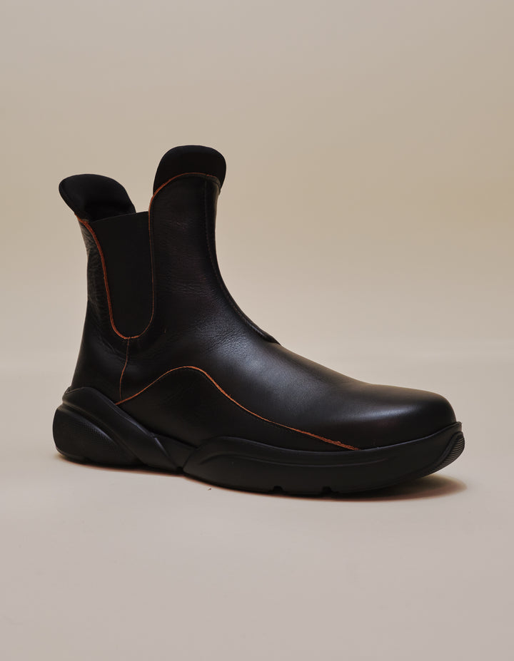 SNEAKER BOOT IN BLACK BROWN LEATHER