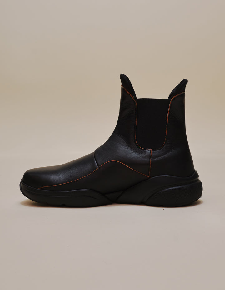 SNEAKER BOOT IN BLACK BROWN LEATHER