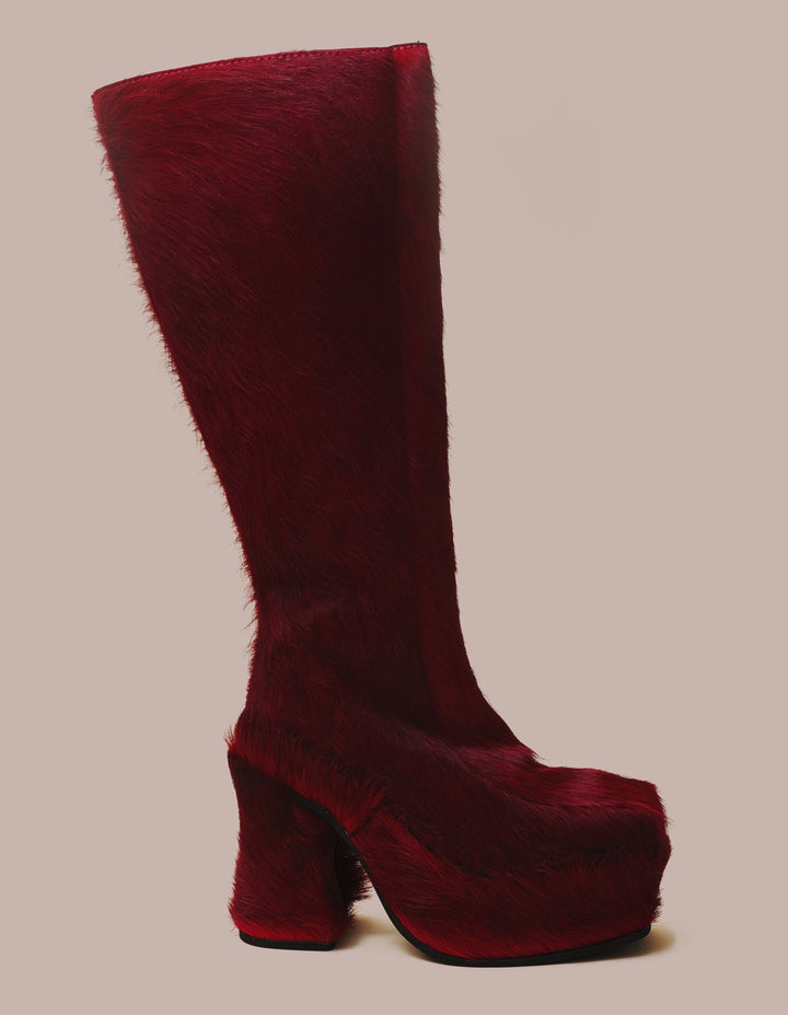 Eckhaus Latta fur knee boots. 