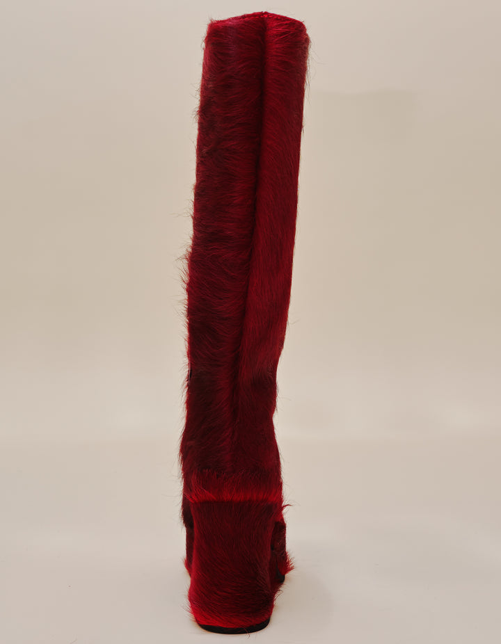 CLIMAX KNEE BOOT IN DARK RED FUR