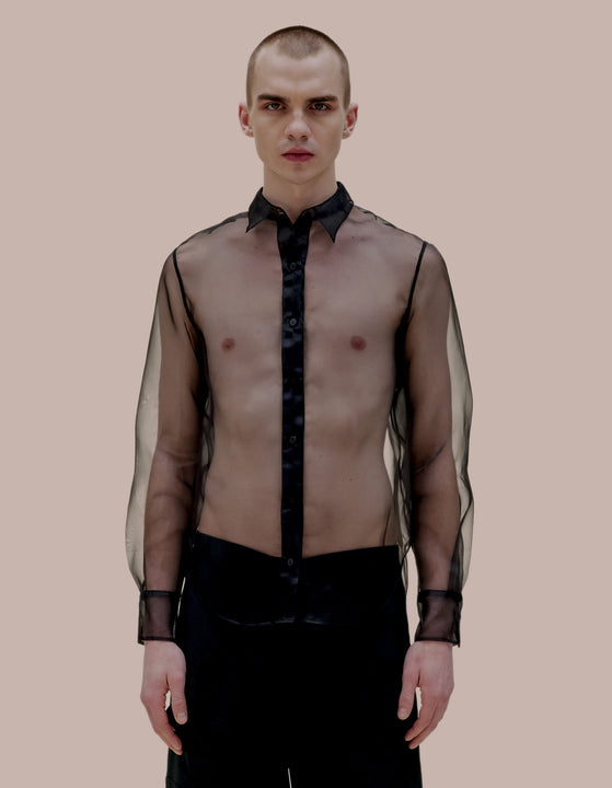 Eckhaus Latta sheer button down. 