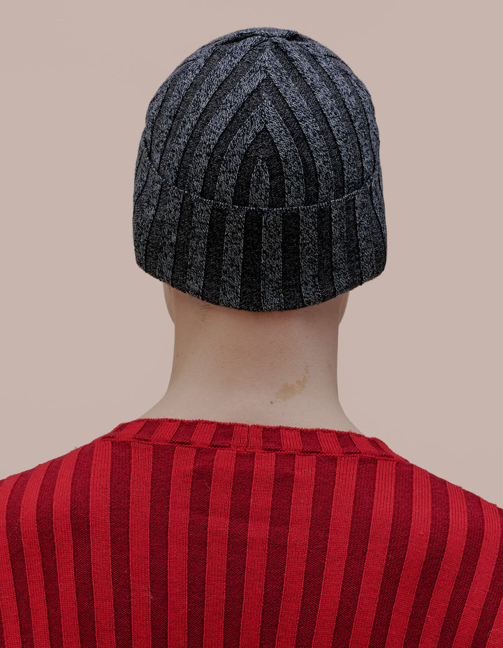 Eckhaus Latta knit beanie in carbon.