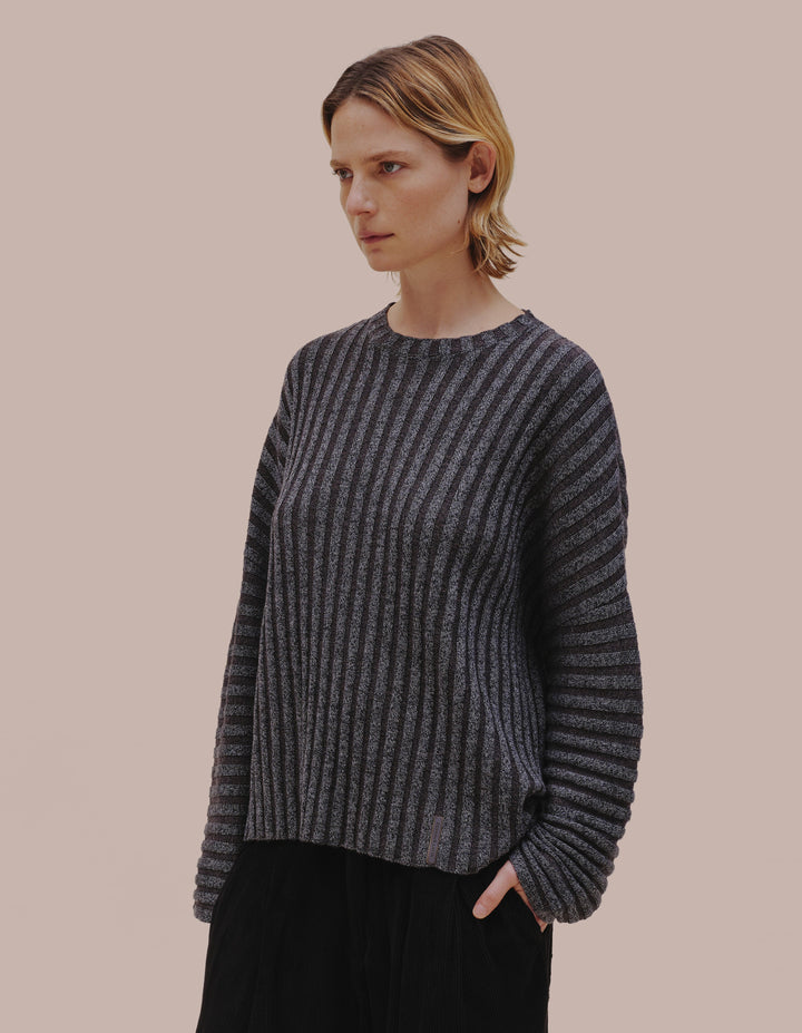 Eckhaus Latta knit sweater in Carbon. 