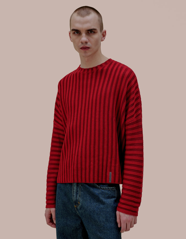 Eckhaus Latta knit sweater in Ruby. 