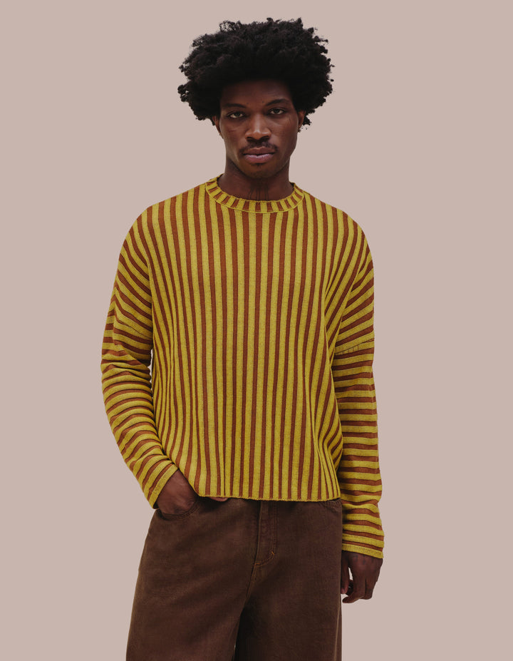 Eckhaus Latta knit sweater in Sulphur.