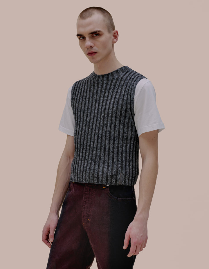 Eckhaus Latta knit vest in carbon. 