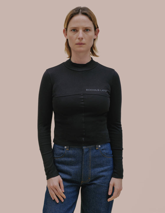 Eckhaus Latta turtleneck in black. 