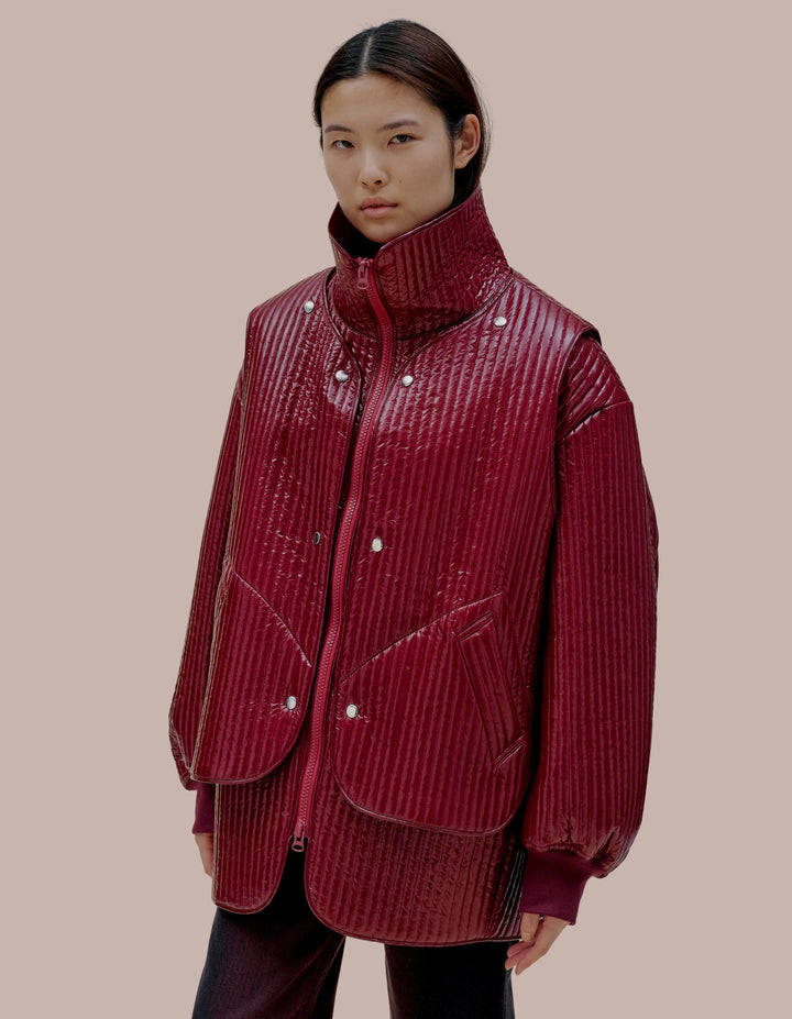 Eckhaus Latta jacket in oxblood. 