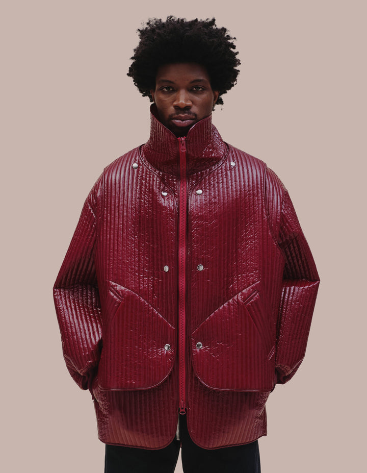 Eckhaus Latta jacket in oxblood. 