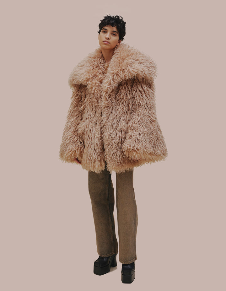 Eckhaus Latta faux fur coat.