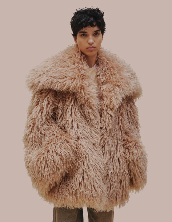 Eckhaus Latta faux fur coat.