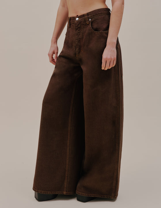 ULTRA WIDE LEG JEAN IN TOBACCO