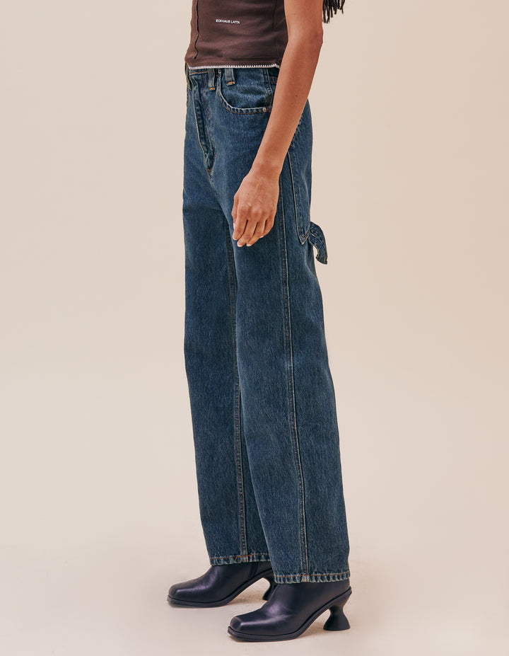 Calça Jeans Wide Leg - Tom Claro - Modelo Rasgadinha - Atenas Jeans