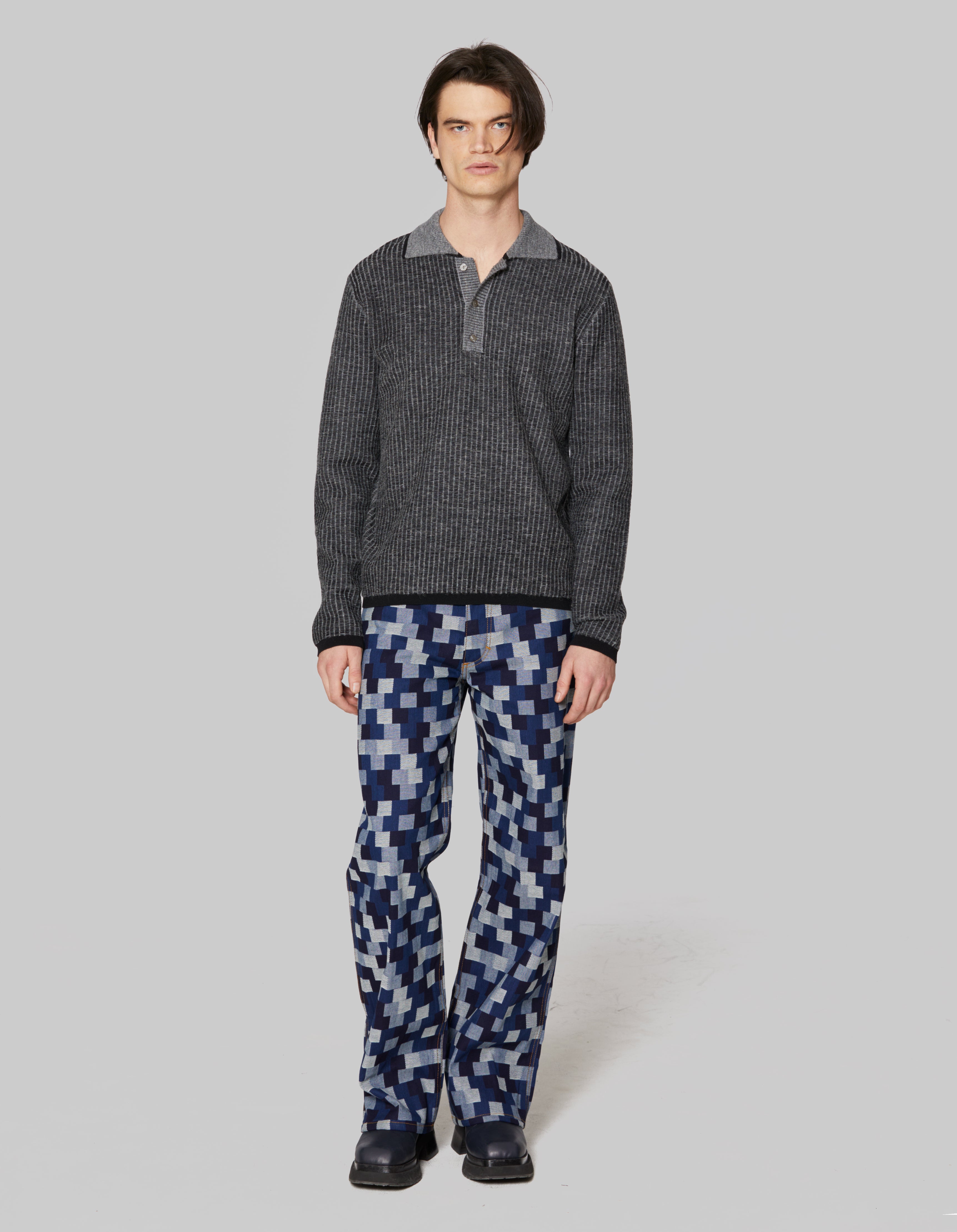 EXCLUSIVE WIDE LEG JEAN IN BLUE PATCHWORK ‐ ECKHAUS LATTA